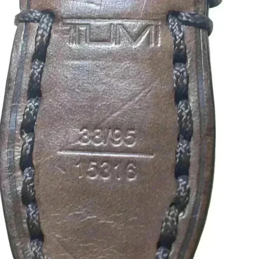 Tumi 35"-39”Belt Woven Cotton Cord Leather Brown Cream Silver Buckle Size 38 - Picture 4 of 10